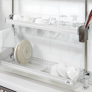 ENEX 鋁製支柱式碗盤瀝水架 600  2層  1個  銀色