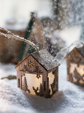 掬涵 雪房子燈 圣誕樹掛飾擺件 節日氣氛派對燈球吊飾小夜燈