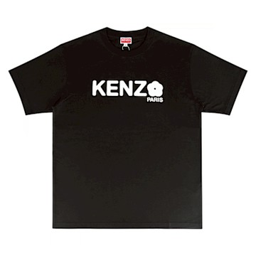 KENZO Boke Flower 2.0海棠花白字標誌印花棉質短袖T恤(男款/黑)