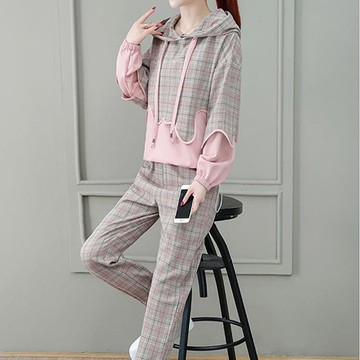 【韓國K.W.】KQM4287現貨韓國進口美學復古小香風運動套裝(休閒套/衛衣/長袖長褲)