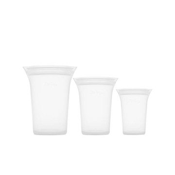 【ZipTop】美國白金矽膠袋-杯型三件組 蜜桃橘