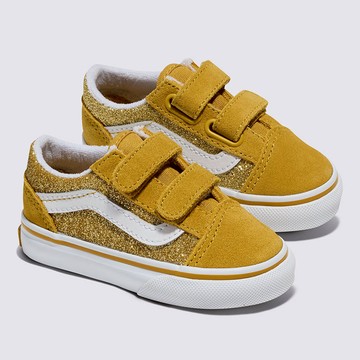 Old Skool V 小童款亮片黃色滑板鞋