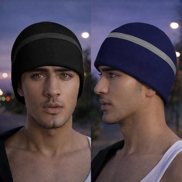 夜行守護 反光條搖粒絨秋冬保暖帽 兩色任選