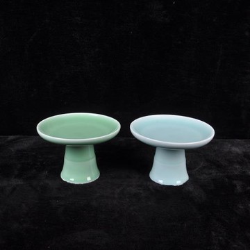 陶瓷高腳果盤龍泉藏瓷閣青瓷中式貢盤居家擺件佛堂供盤水果干果盤