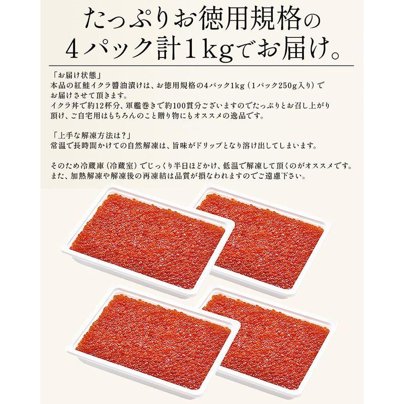 お中元 ギフト 港ダイニングしおそう いくら醤油漬け 1kg （250g×4パック） 紅鮭イクラ いくら イクラ 小粒 イクラ丼 軍艦巻き