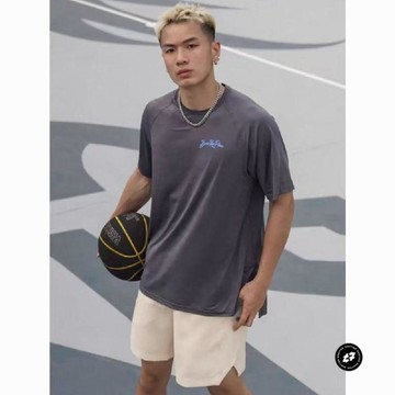 bkcxzice美式字母服籃球短袖投籃服寬鬆速幹健身運動插肩袖T恤男男士夏季薄款運動上衣 男士訓練透氣短袖 男士新款寬鬆