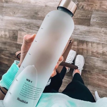 WB-1 Healthish 時間刻度玻璃水杯女士ins杯子高顏值大容量花茶杯