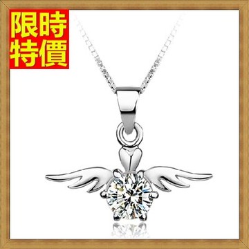 水晶項鍊+吊墜女飾品-精美雅緻時尚天使心女鎖骨鏈墜子66h41【獨家進口】【米蘭精品】