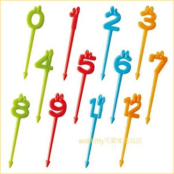 asdfkitty*日本製 TORUNE 蠟燭 數字食物叉 24入-蛋糕.吐司.便當裝飾叉/宴會點心叉/水果叉-正版