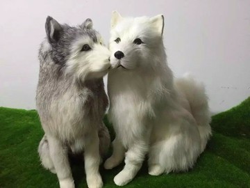 仿真哈士奇 蹲狼狗 寵物狗 動物模型玩具 攝影舞臺道具 教科認知