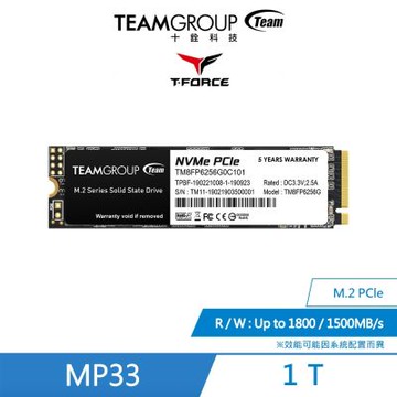 十銓TEAM-MP33 M.2 PCIe Gen3x4 【1 TB】 固態硬碟