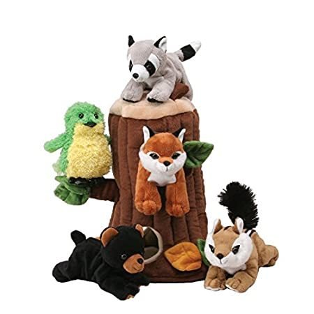 動物とツリーハウス ぬいぐるみ Five Stuffed Forest Animals ＿並行輸入品