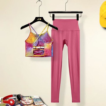 亮色女遮肉氣質仙氣優雅瑜伽套裝