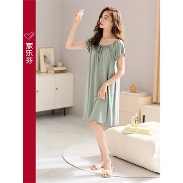 家樂芬睡裙女士睡衣夏季莫代爾短袖薄款長款夏天夏款薄款冰絲大碼