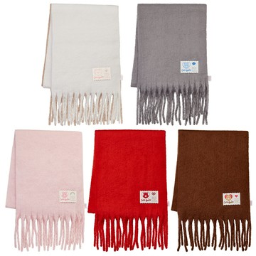 【Grace Gift】【Care Bears –鑽石/樂觀/牢騷/溫柔/全心全意小熊純色流蘇仿羊絨圍巾】圍巾 交換禮物