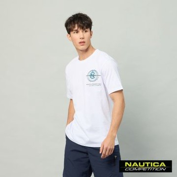 Nautica 官方旗艦 男裝 COMPETITION 經典圓標純棉短袖上衣-白色