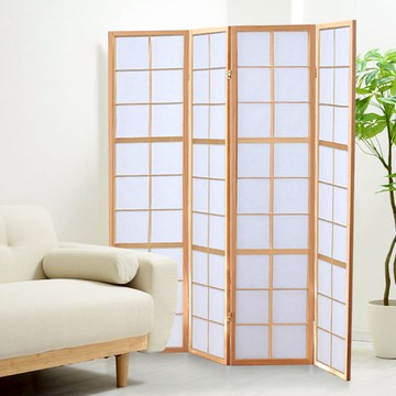 《C&B》大正田72格和風四面屏風/台灣生產-原木色