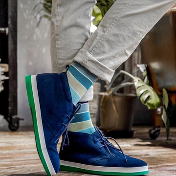 紳士四季襪 / 簡約藍條紋 - 群藍色系 / Polygiene®消臭抑菌 23 - 28 cm