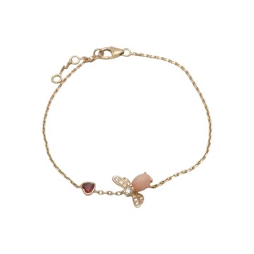 Chaumet 尚美巴黎 Attrape Moi 蜜蜂手鍊 18K玫瑰金 粉色蛋白石 081714 【二手名牌BRAND OFF】