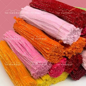 【臺灣-出貨】七彩蔥條扭扭棒加密毛根diy手工編織材料包亮片520情人節彩色亮絲