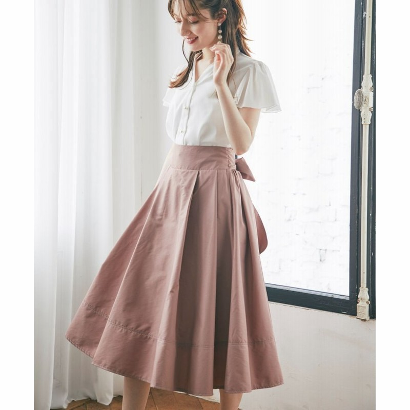 トッコクローゼット ウエスト後ろリボン付きタフタタックスカート レディース Pink M Tocco Closet 通販 Lineポイント最大get Lineショッピング