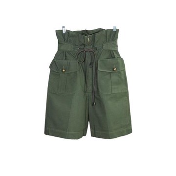 Dsquared2 女士 高腰設計款 軍綠色竹節棉高腰休閑褲短褲 IT40