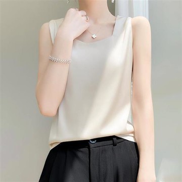 【巴黎精品】緞面背心絲質馬甲-U領內搭百搭女上衣5色a1iz106