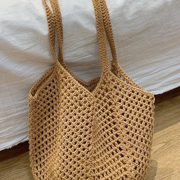 好物精選 慵懶托特 休閒海邊沙灘單肩包包針織手工大容量度假編織鏤空 包 方便 收納 包包收納 編織大包包 海邊包