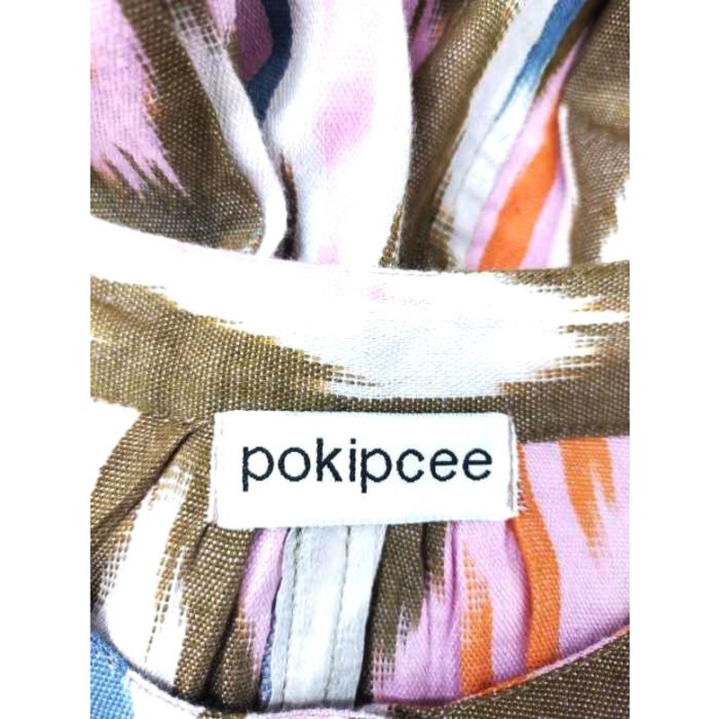 POKIPCEE(ポキプシー) ネイティブ柄 インド綿 バンドカラーシャツ 