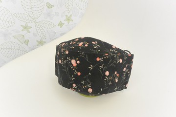 舟型口罩 - 黑碎花