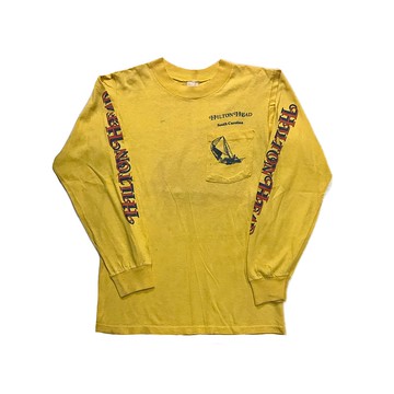 Vintage Long Sleeve T-shirt Hillton Head口袋薄長袖