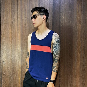 美國百分百【全新真品】Abercrombie & Fitch 背心 棉質 休閒 AF 上衣 LOGO 深藍 AF97