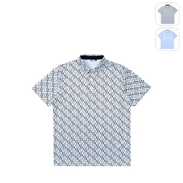 【FILA】男性 Golf 高爾夫 短袖 滿版POLO衫-白色 1POZ-2803-WT