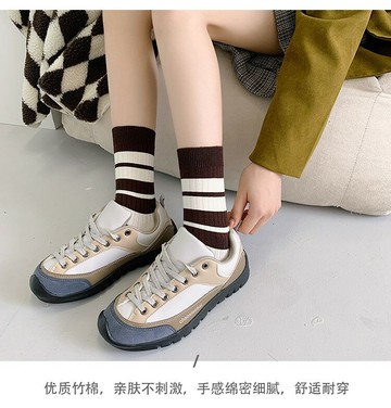 FB4684 男女款日系學院風運動中筒襪 (一組5雙)