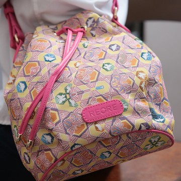 水桶包 真皮/布防潑水 平織緹花 蝴蝶萬花筒