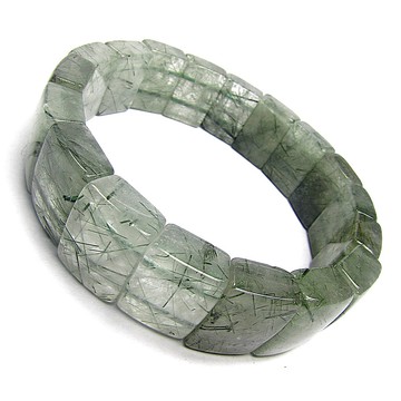 滿絲綠髮晶水晶手排手鍊(增財富招正)