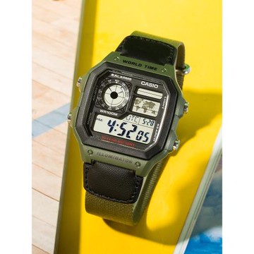 casio卡西歐手表男款小方塊青少年學生運動電子表男表AE-1200WHB