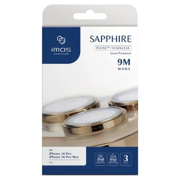 imos 藍寶石金屬框玻璃鏡頭貼 金色 0.5g  Iphone 16 Pro/16 Pro Max適用  1個