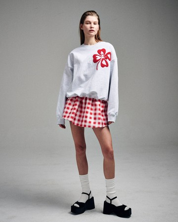 MARDI MERCREDI 格紋短裙 紅色 VOLUME MINI SKIRT MICADO GINGHAM PLAID