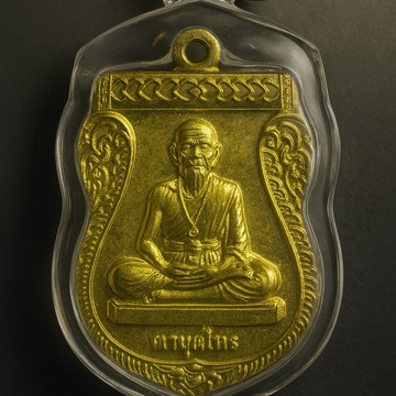 泰國佛牌｜2554達坤宏祖師爺自身像｜阿贊初加持 七寶銅/紅銅鍍銀款 附水晶防水殼 高靈性守護牌