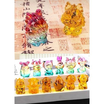 十二生肖擺飾 居家裝飾 水晶龍擺件 招財開業禮品 龍年 年會送禮 交換禮物 小公仔 吉祥如意 台灣出貨 附發票