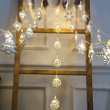 圣誕節裝飾燈串鐵藝圣誕樹五角星雪花愛心暖白光燈櫥窗圣誕樹掛飾