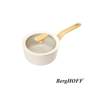 【BergHOFF貝高福】Balance陶瓷塗層不沾鍋系列 單柄含蓋湯鍋18cm_(BHBL-S18-IV)象牙白