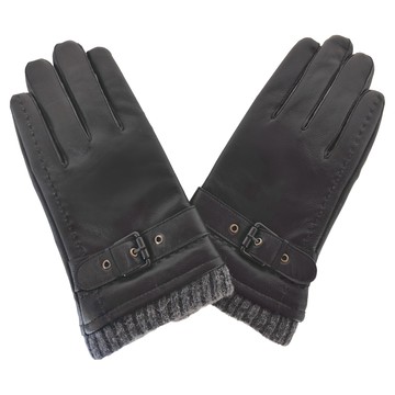 小羊皮皮帶扣加絨裡手套  L  黑色