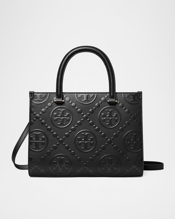 T Monogram Embossed Square Tote Bag
