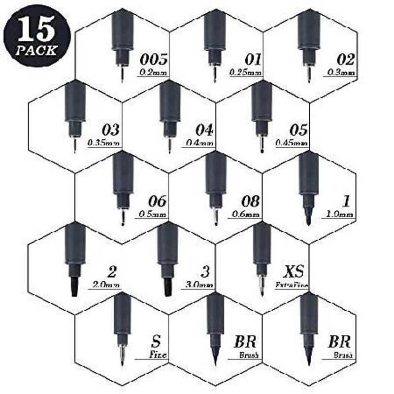 Tebik ハンドレタリングペン 15本パック カリグラフィーブラシペン
