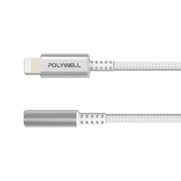 POLYWELL 寶利威爾 Lightning轉3.5mm音源耳機轉接線  PW15-W45-A370  白色  1條