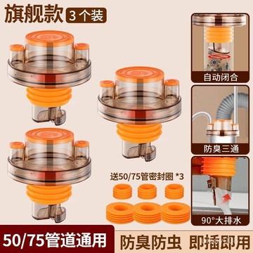 🛒臺灣24h🌳廚房陽臺洗衣機地漏防臭下水接頭多種管道通用防溢水密封塞分流器