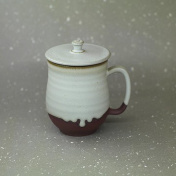 禪風 粉青 流釉蓋杯 手作陶器