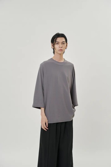 剪接連袖寬tee (灰) Raglan-sleeve T-Shirt